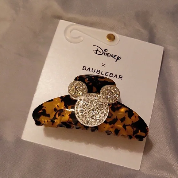 Mickey hair clip gem detail new on card