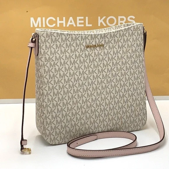 MICHAEL KORS Jet Set Travel Large Logo Messenger Bag POWDER BLUSH MULTI