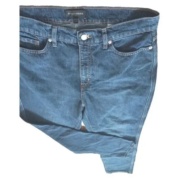 Banana Republic Navy Blue Jeans Mens 36X40‎ Inseam 29 Tapered Fit Athleisure