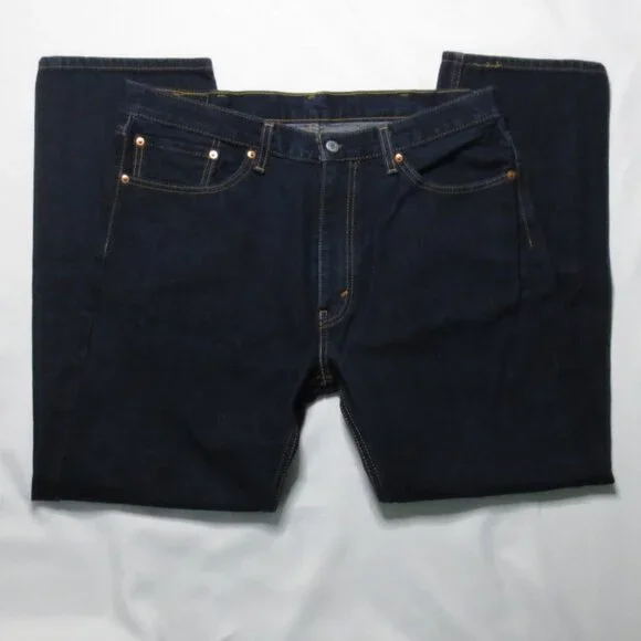 LEVI’S mens PANTS denim DARK BLUE jeans 505 regular fit DARK WASH size 38x30
