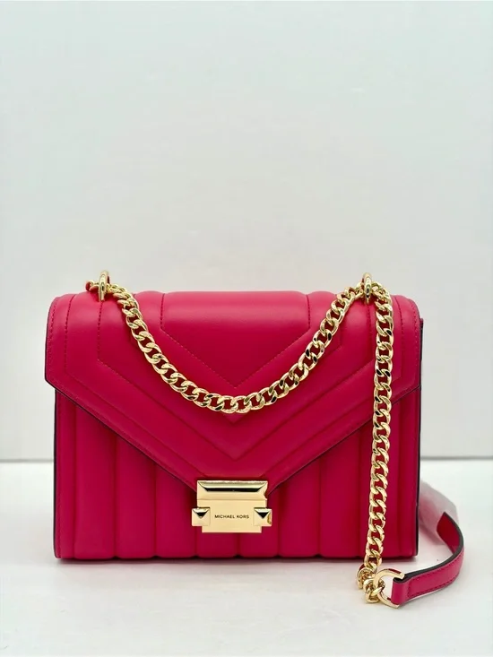Michael Kors Hot Pink Quilted Chain Shoulder Bag Crossbody Electric Pink