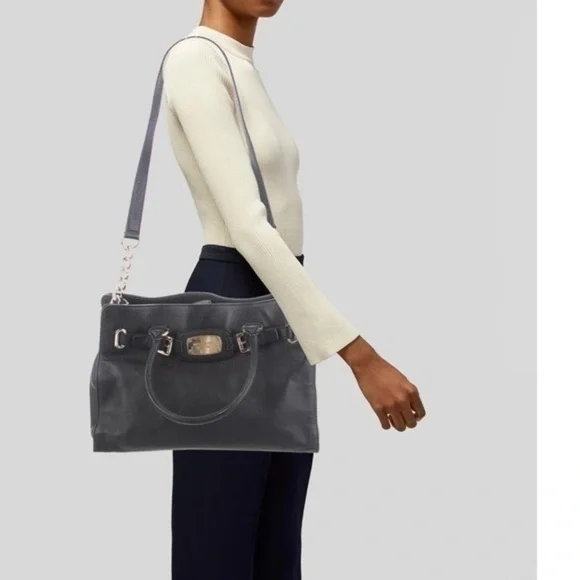 Michael Kors Hamilton Large Tote Crossbody purse shoulder bag black leather