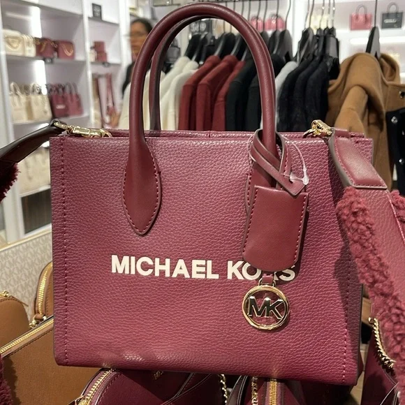 Michael Kors Mirella Small Pebbled Leather Shopper Top Zip Crossbody XBody NWT