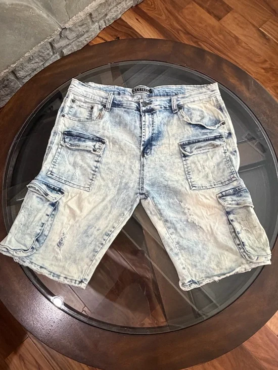 Decibel Men's  Distressed Denim Cargo Shorts size 42W