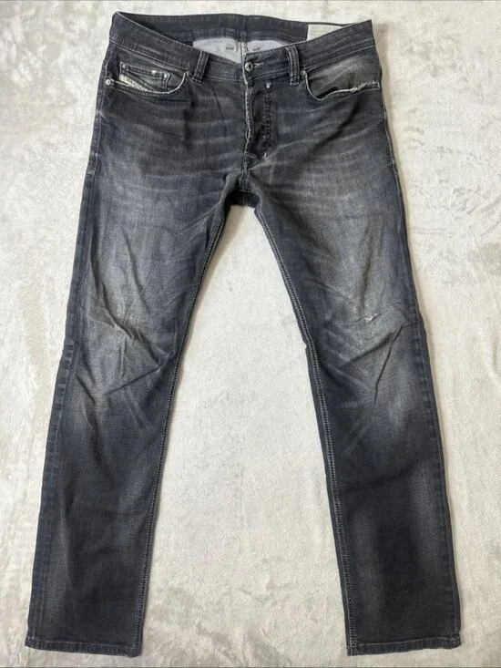 Diesel Safado stretch straight leg jeans faded black distressed mens 31x32