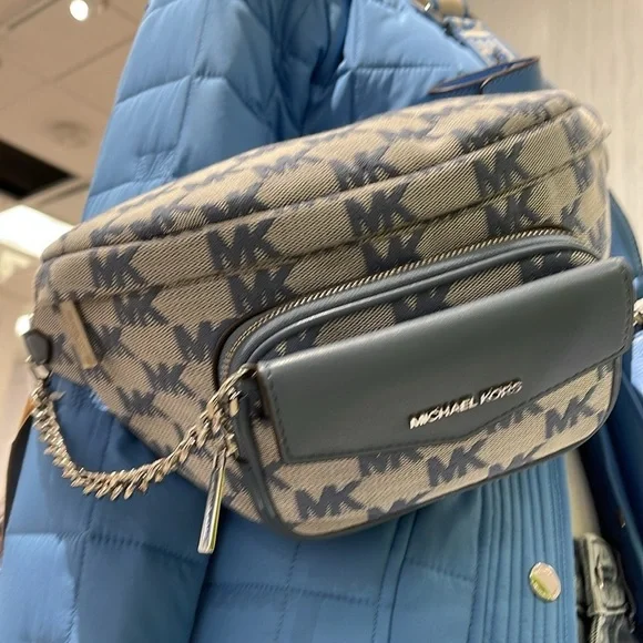 MICHAEL KORS Maisie Large Logo 2-in-1 Sling Waist Fanny Pack Crossbody  Denim