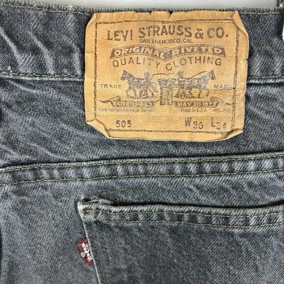 Levi's 505 Regular Fit Jeans Black Vintage 80s Men's Size 36x34 (Measures 34x34)