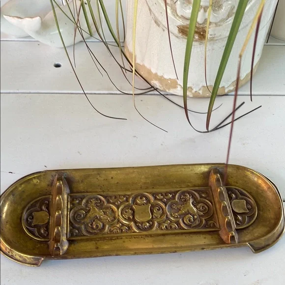 Elegant Gold Brass Incense Tray