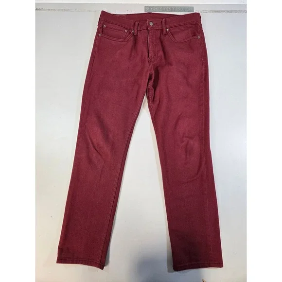 Levis 511 Slim‎ Fit Jeans Mens 34x32 Burgundy Maroon Red Pants 04511-1907