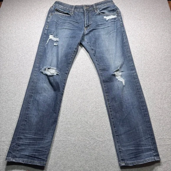 American Eagle Extreme Flex 4 Distressed Slim Jeans Mens 33x30‎ Blue Medium Wash