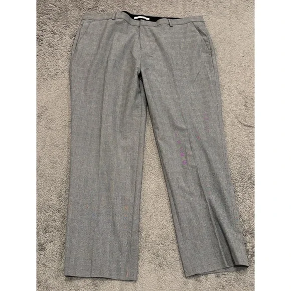 Calvin Klein Pants Mens 38x32 (38x29) Slim-Fit Light Blue Plaid Infinite Stretch