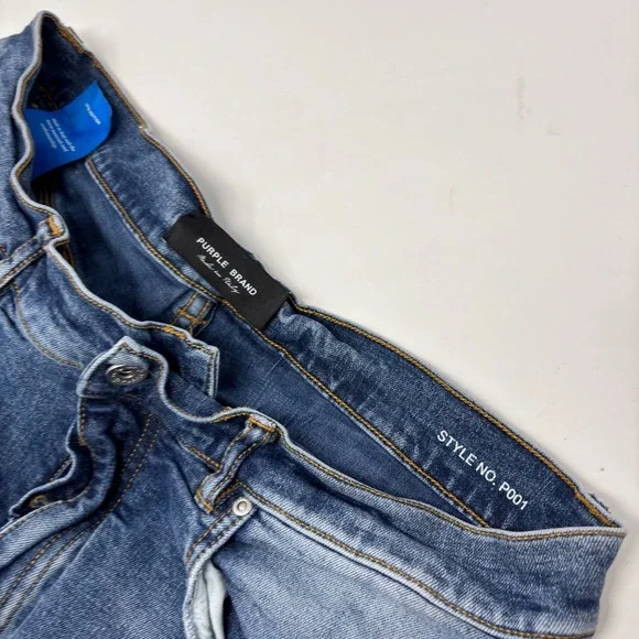 Purple Brand P001 Four Pocket Indigo Slim Distressed Jeans Tag 38 Men's 36