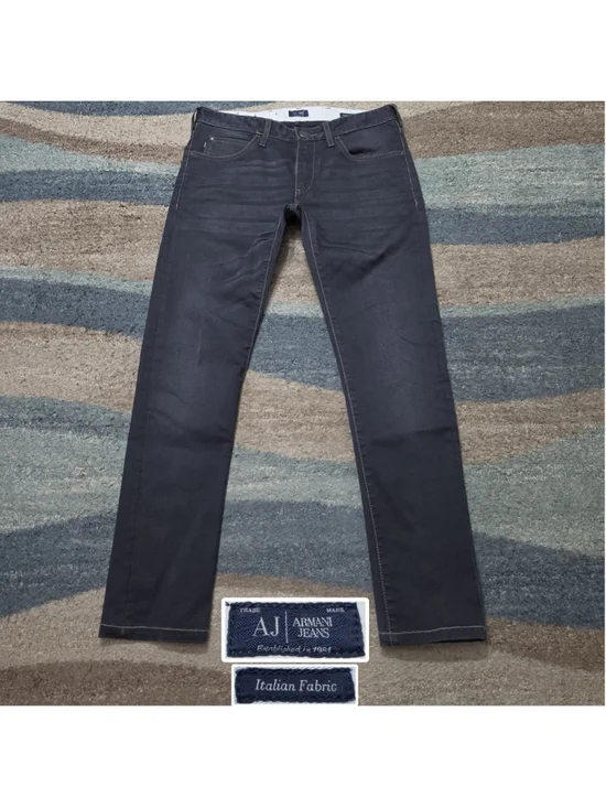 Armani Jeans AJ Mens 31 Slim Dark Wash Stretch Denim Designer Casual Pants