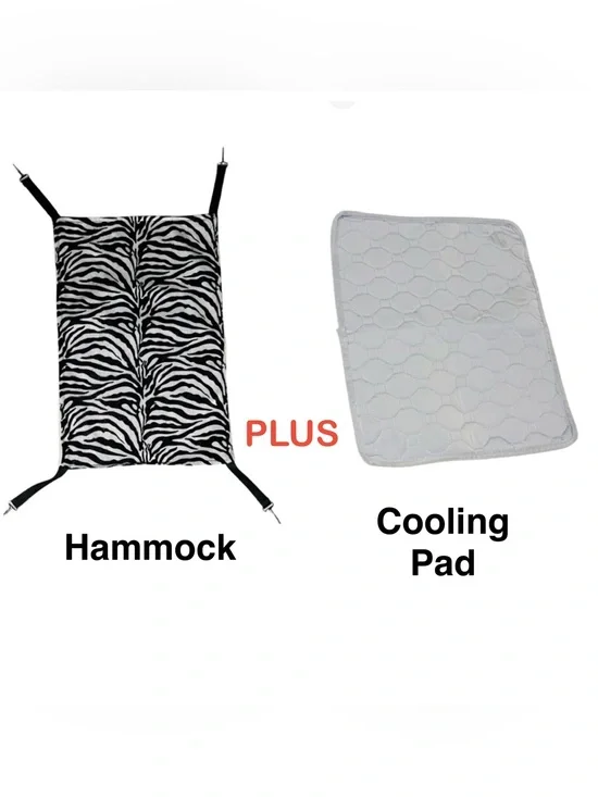 Zebra-Print Cat Hammock Bed + Cooling Pad