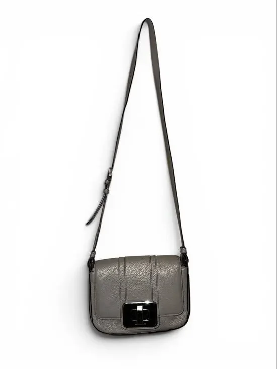 Michael Kors Lila Small Messenger Bag Crossbody Purse Steel Gray Pebbled Leather