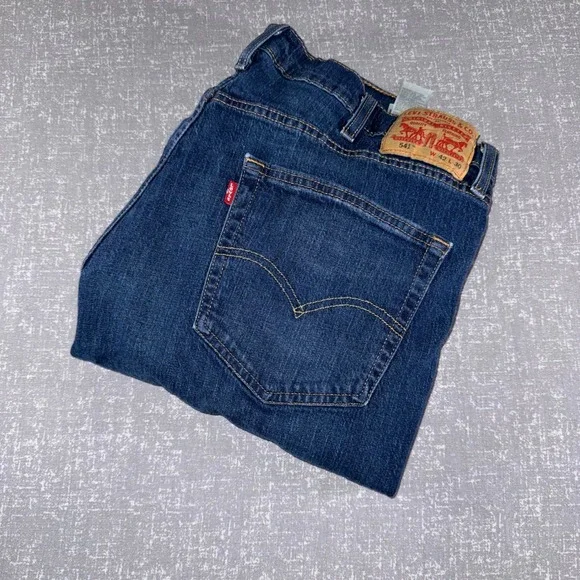 Levi's 541 Athletic Taper Mens Jeans 42x30 Blue Stretch Americano Denim Classic