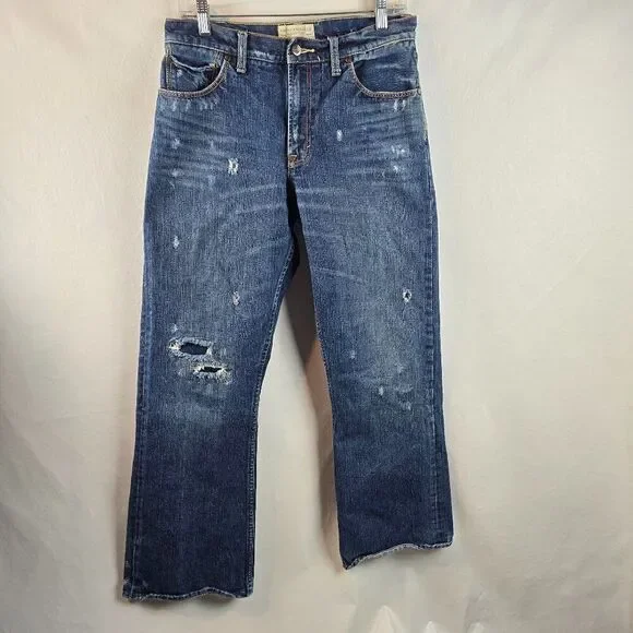 American Eagle Jeans Mens 30x30 Blue Bootcut Distressed 100% Cotton Denim Y2k