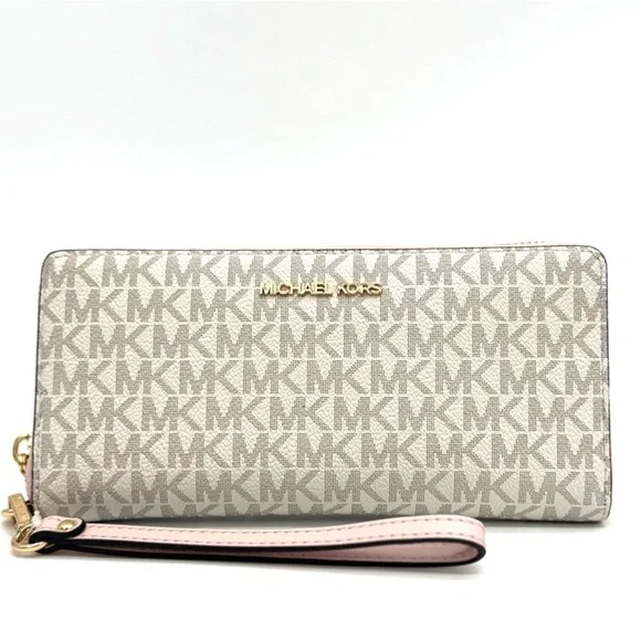 Michael Kors Large Continental Wallet Wristlet Powder Blush Multi