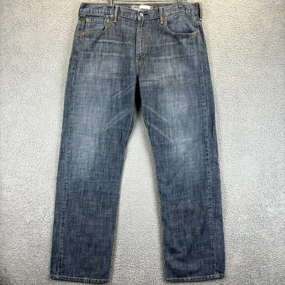 Levis 569 Mens Jeans 36x34 Loose Baggy Straight Blue Denim Cotton (meas 38x32)