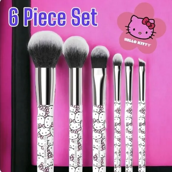 HELLO KITTY Complete Makeup Brush Set- Pink & White