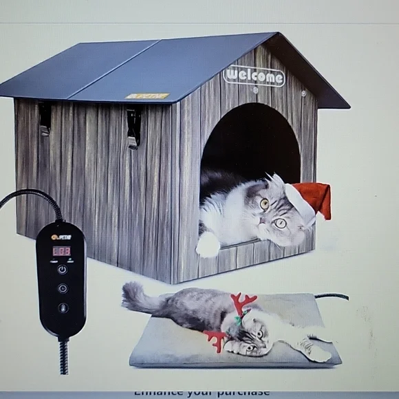 PETNF Pet heating house outdoor cat weatherproof insulate heat pad 20x13…New
