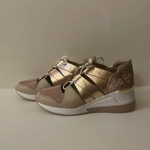 Michael Kors Gold and Tan Sneakers Size 8