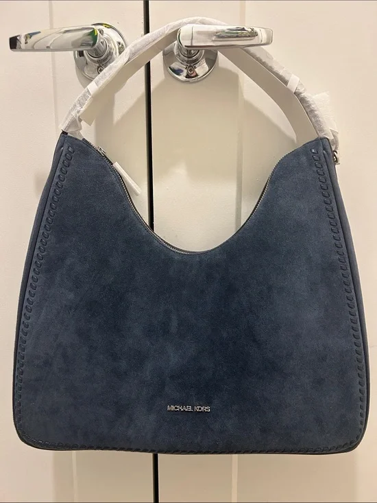 Michael Kors (NWT) Nayla Medium Navy Suede Hobo Shoulder Bag