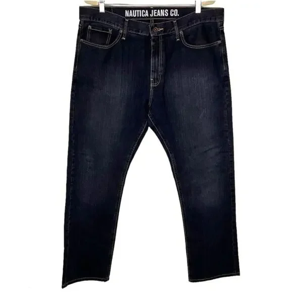 Nautica Dark Wash Relaxed Fit Jeans 36x33 Preppy Classic