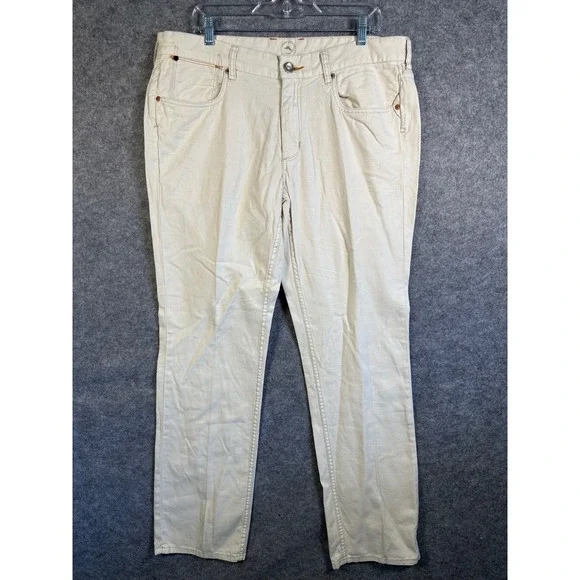Tommy‎ Bahama Authentic Jeans Mens 36x34 Cream Cotton Linen Straight Leg Pants