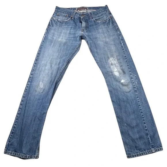 Levis 514 Slim Straight Jeans Mens 32x34 Denim Distressed Workwear 100 Cotton
