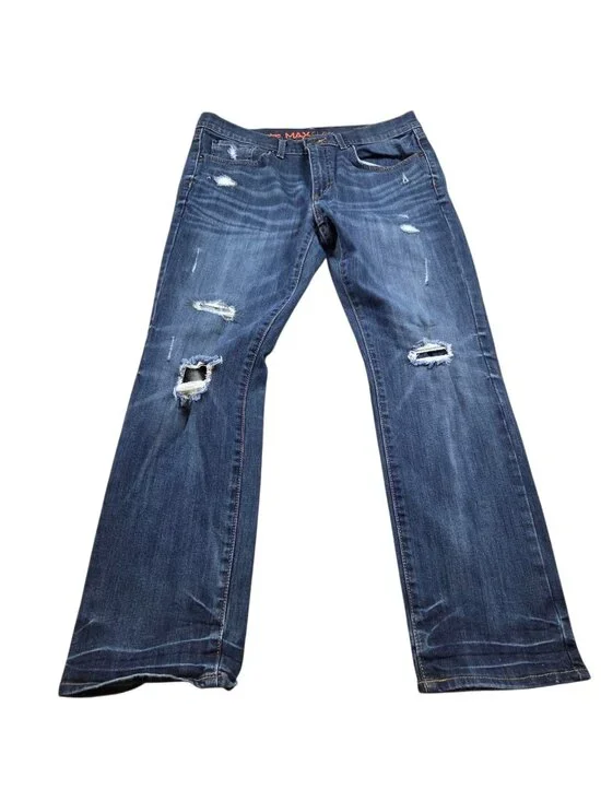 Urban Pipeline Jeans Mens 34x30 Blue Slim Fit Dark Wash Distressed Denim