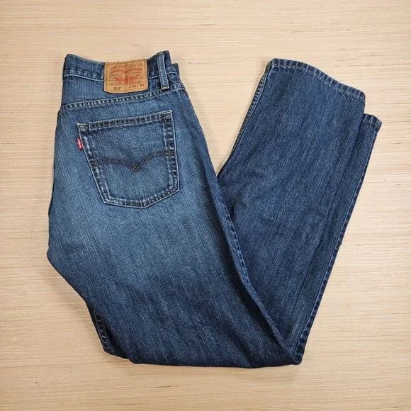 Y2K Levi's 514 Slim Straight Jeans Mens 34x34 Blue Denim Cotton Casual Classic