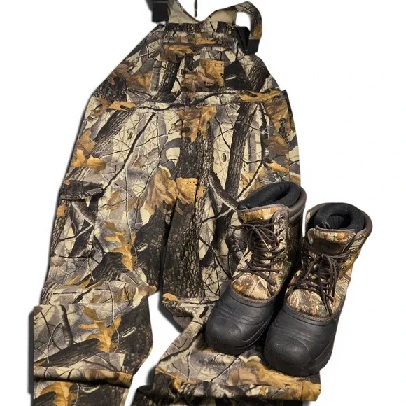 10x Realtree Hardwoods Camo Bib Overalls Mens 42 Regular Hunting Cotton