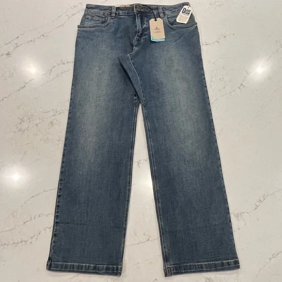 Prana NEW Axiom Jeans Mens 34 x32 Blue Denim Straight Leg Organic Cotton Stretch