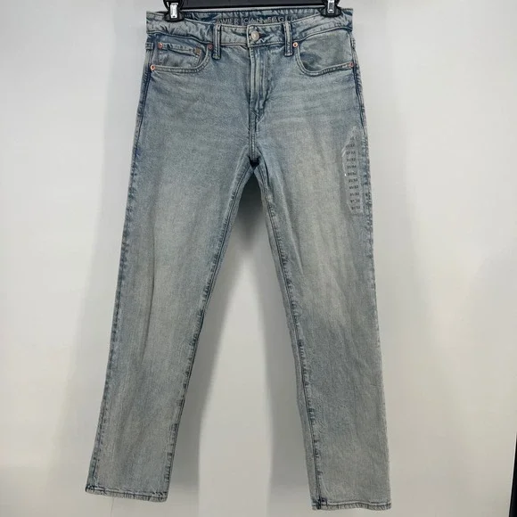 American Eagle Slim Straight Light Wash Denim Jeans Mens 31x32 Stretch Airflex+