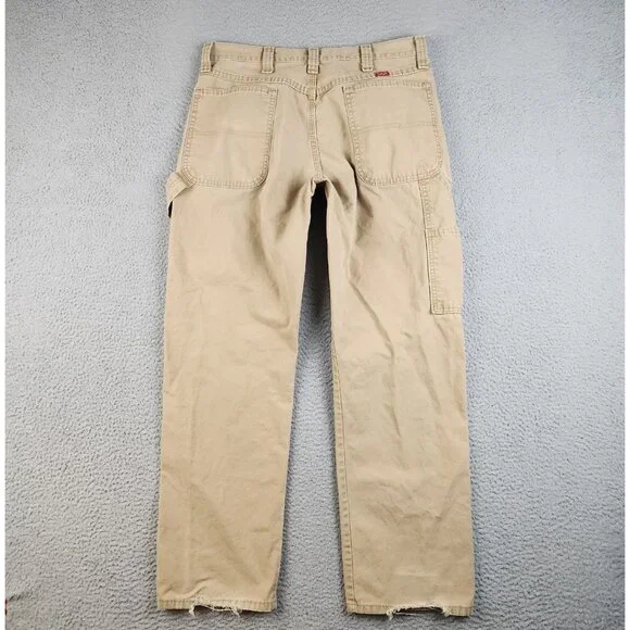 Wrangler Carpenter Pants Men's 34x32 Khaki Distress‎ Work Utility Durable Cotton