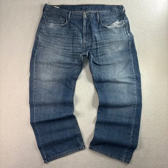 Levis 569 Loose Straight Jeans Men 38x30 Blue Faded Skater Baggy Distressed