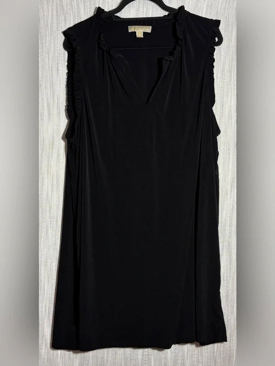 Michael Kors Black Ruffle-Trim Sleeveless Tank