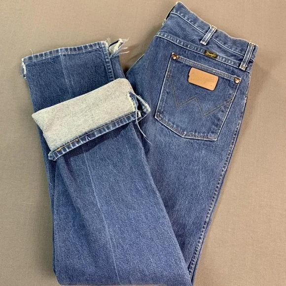 Vintage Wrangler Cowboy Cut Jeans Mens 38x32‎ Blue Denim 13MWZ USA Workwear