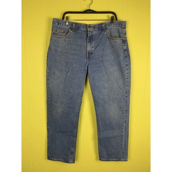 George Men's Jeans Blue Regular Size 38/30 Med Wash 5 Pocket Denim