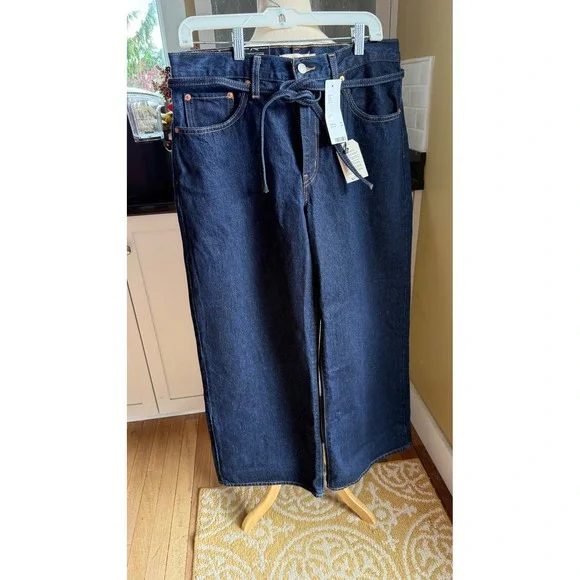 Levis Premium Straight Jeans Mens 30x31 Dark Wash Mid Rise Loose Fit A87010007