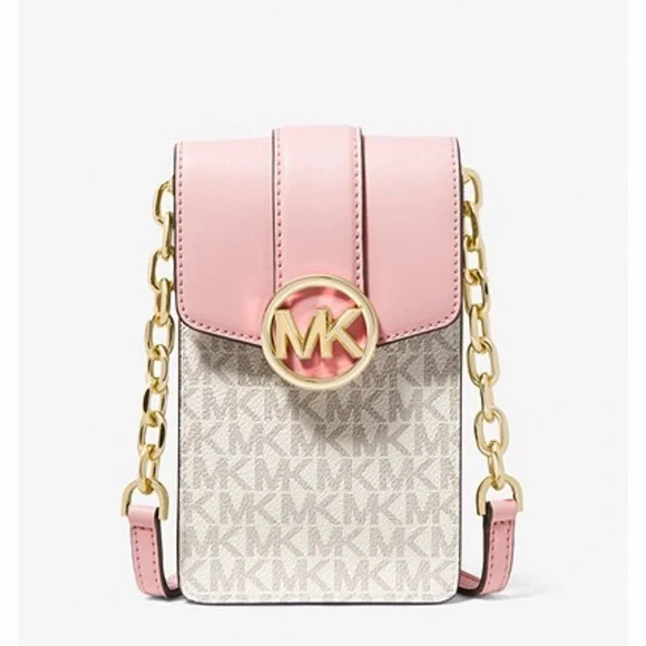 Michael Kors Carmen Small Logo Smartphone Crossbody Bag Powder Blush Multi