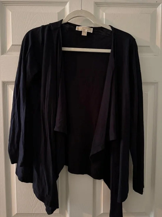 Michael Kors Black Draped Open-Front Cardigan