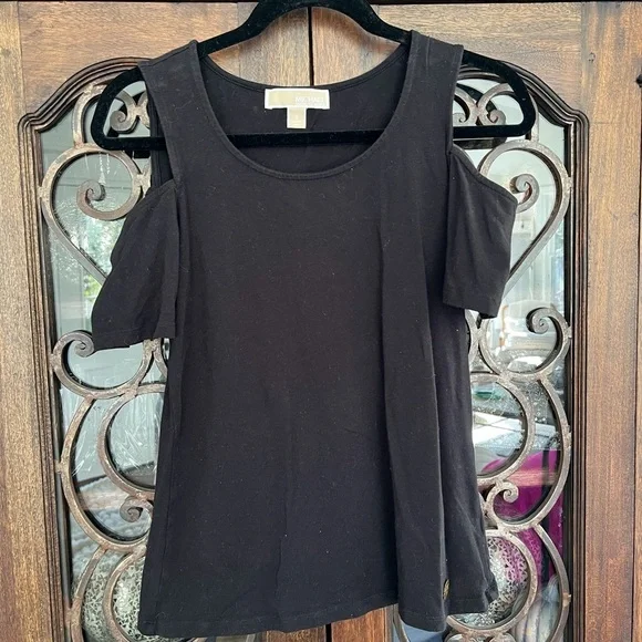 Michael Kors black cold shoulder top
