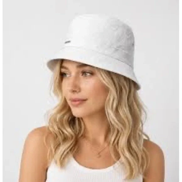 Michael Kors White MK Logo Embossed Bucket Hat Womens OS NWT