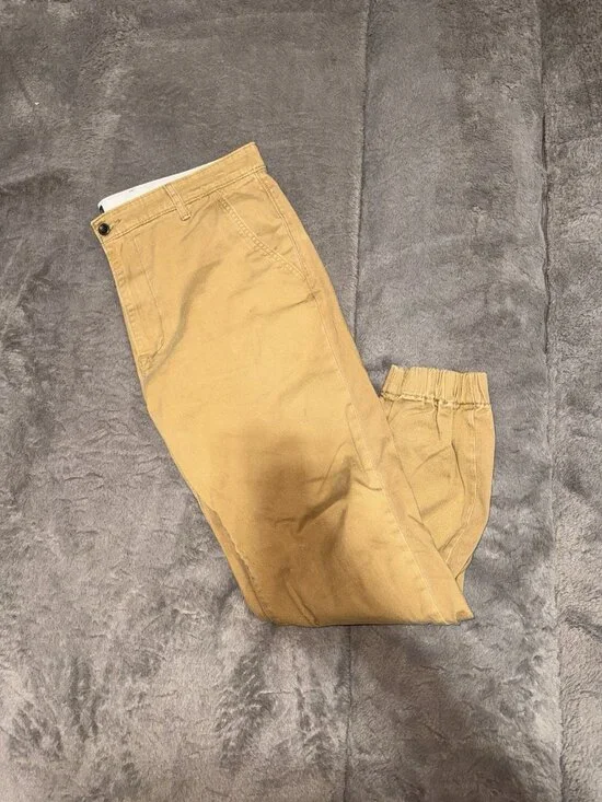 Levi Strauss & Co Twill Jogger Pants Men's 34x30 Tan Ankle Elastic Casual