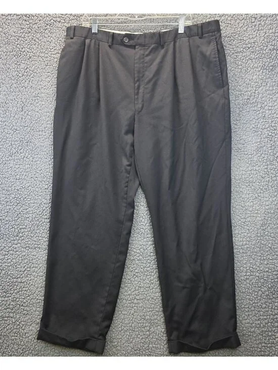 Vintage 90s Lauren Ralph Lauren 42 Total Comfort Pleated Wool Dress Pants Black