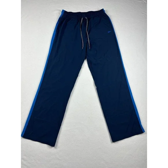 Reebok Track Pants Men XL Blue Athletic Workout Jogger Drawstring Activewear