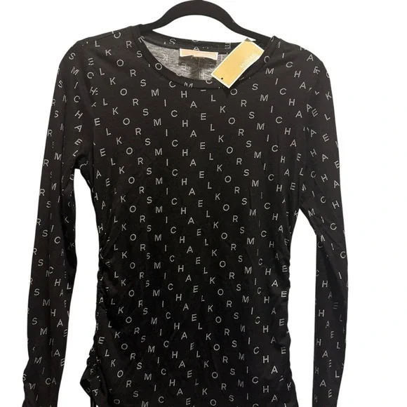 Michael Kors Black Ruched Long Sleeve Blouse