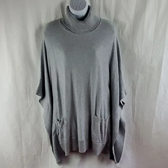 Michael Kors Women's Large Grey Turtleneck Poncho